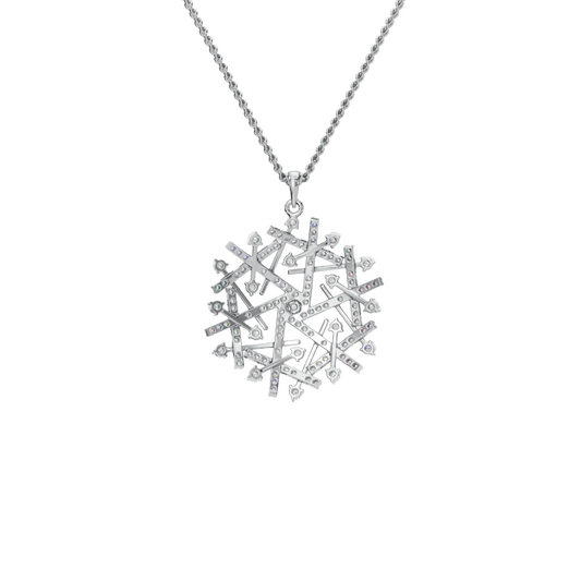 Snowflake Modern Geometric Diamond Pendant Set for Women