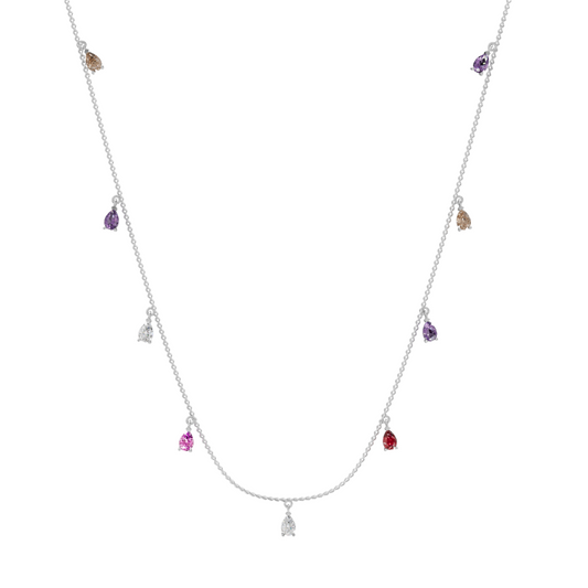 Pear shaped multi-coloured diamond necklace