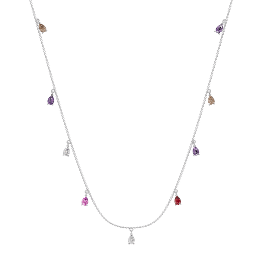 Pear shaped multi - coloured diamond necklace - 92Five