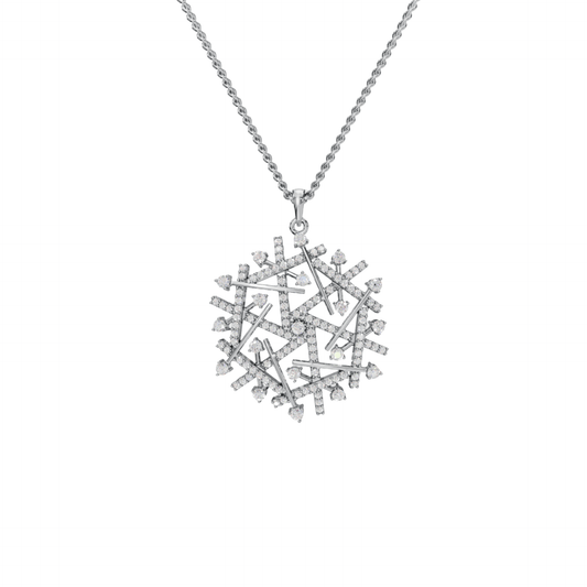 Snowflake Modern Geometric Diamond Pendant Set for Women - 92Five