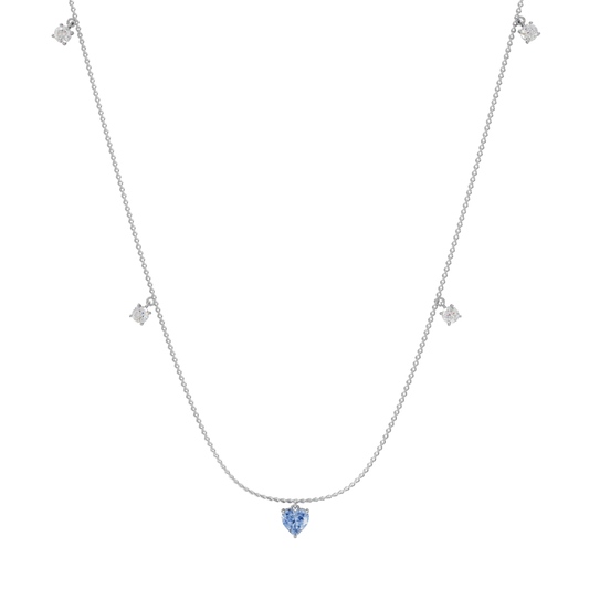 Aqua Blue Heart Necklace - 92Five