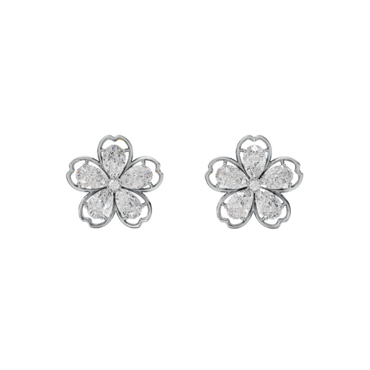 Floral Diamond-Cut Pendant & Earrings Set – 925 Silver