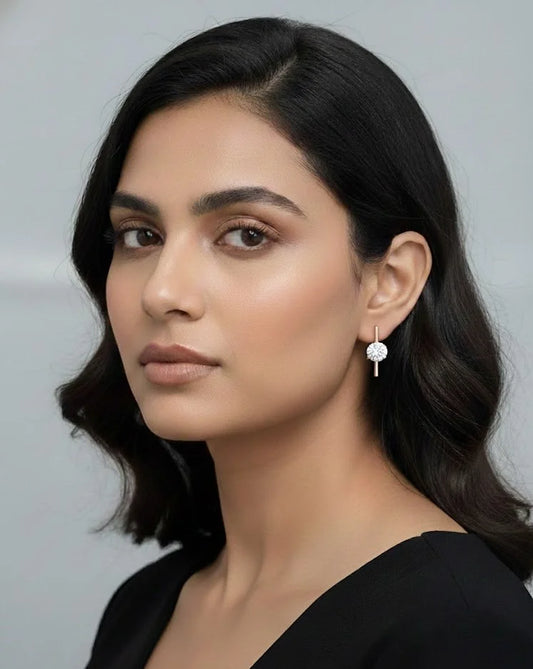 Rose Gold Plated CZ Stud Earrings for Women and Girls, Minimal Geometric Triangle Design Daily Fashion Jewellery