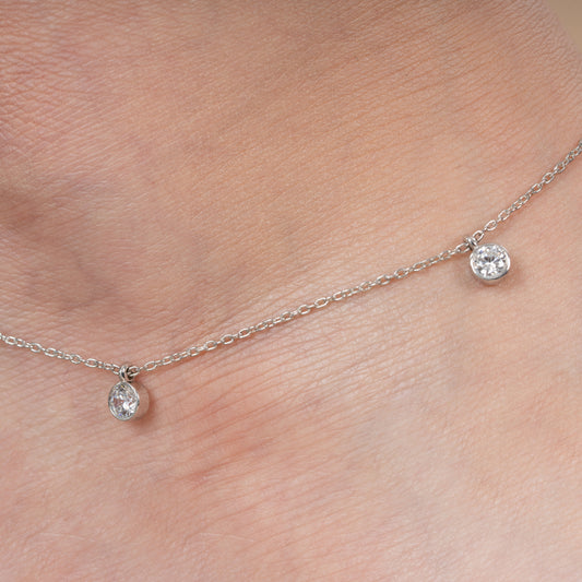 Elegant Hanging Diamond Anklet - 92Five
