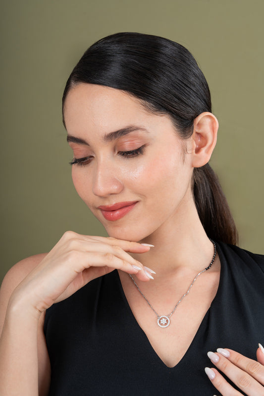 Round Flower Diamond Mangalsutra