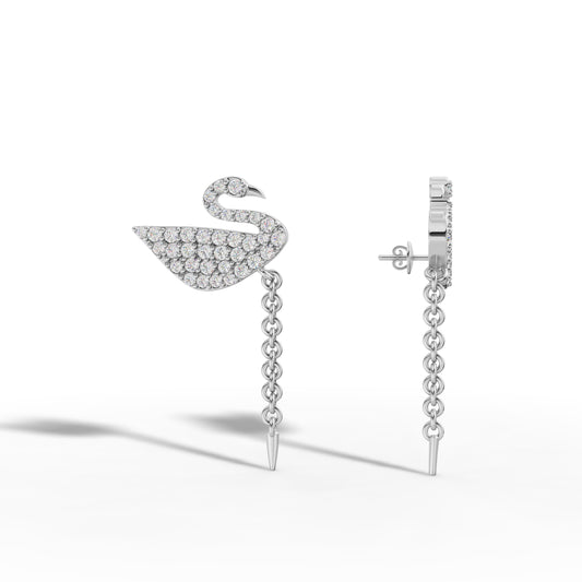 Diamond Swan Drop Earrings - 92Five
