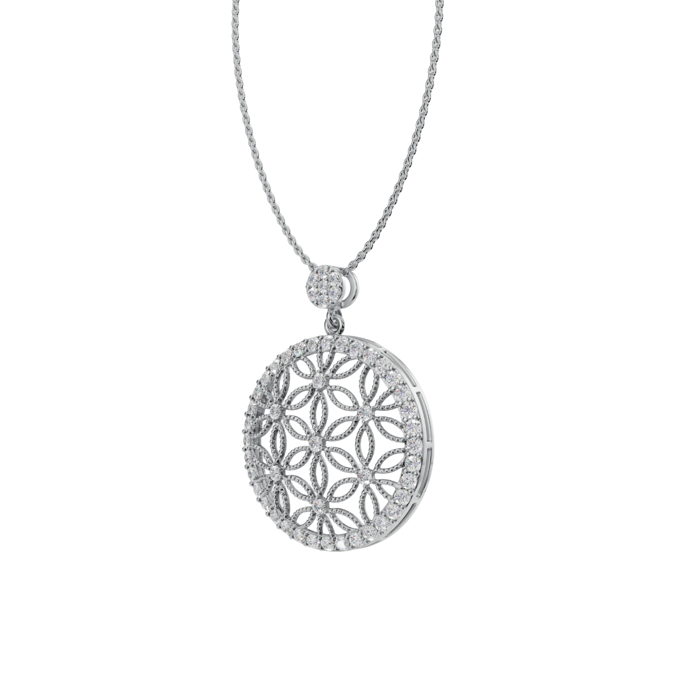 Floral Circle 925 Silver Pendant