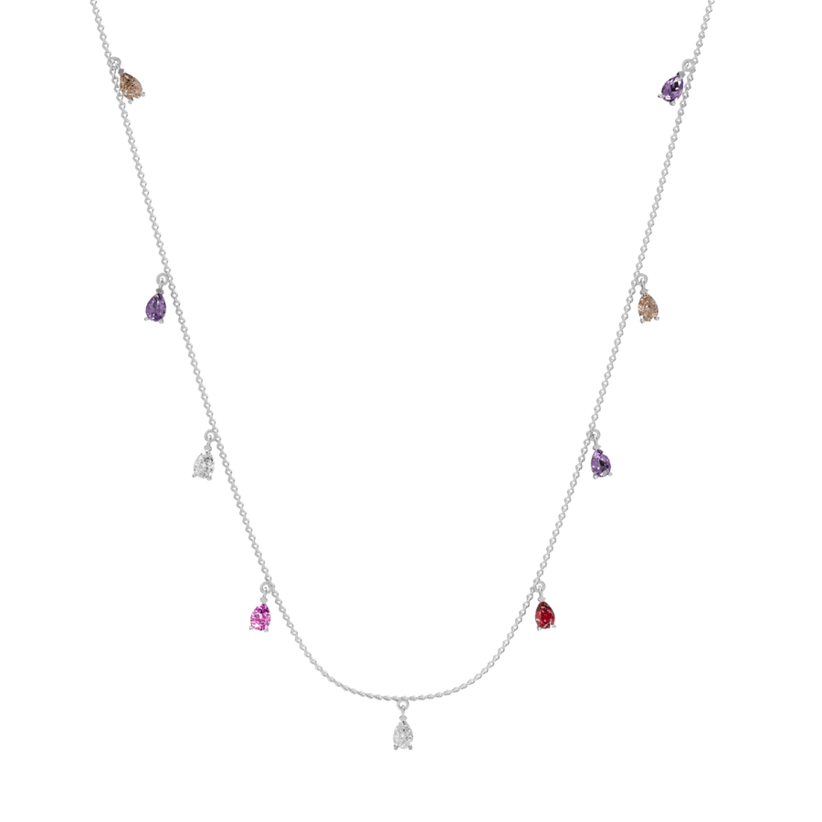 Pear shaped multi-coloured diamond necklace
