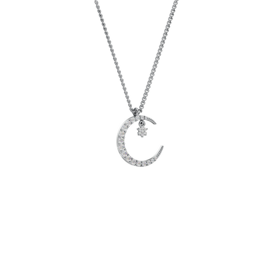 Star in Moon Charm Pendant