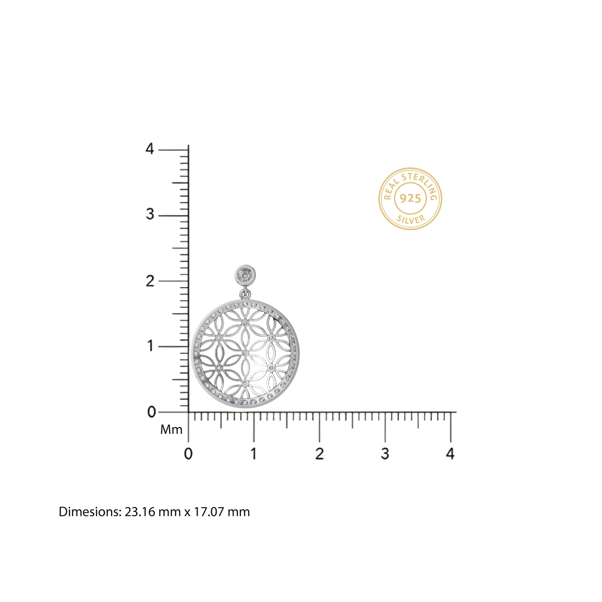 Floral Circle 925 Silver Pendant & Earring Set – 92Five - 92Five