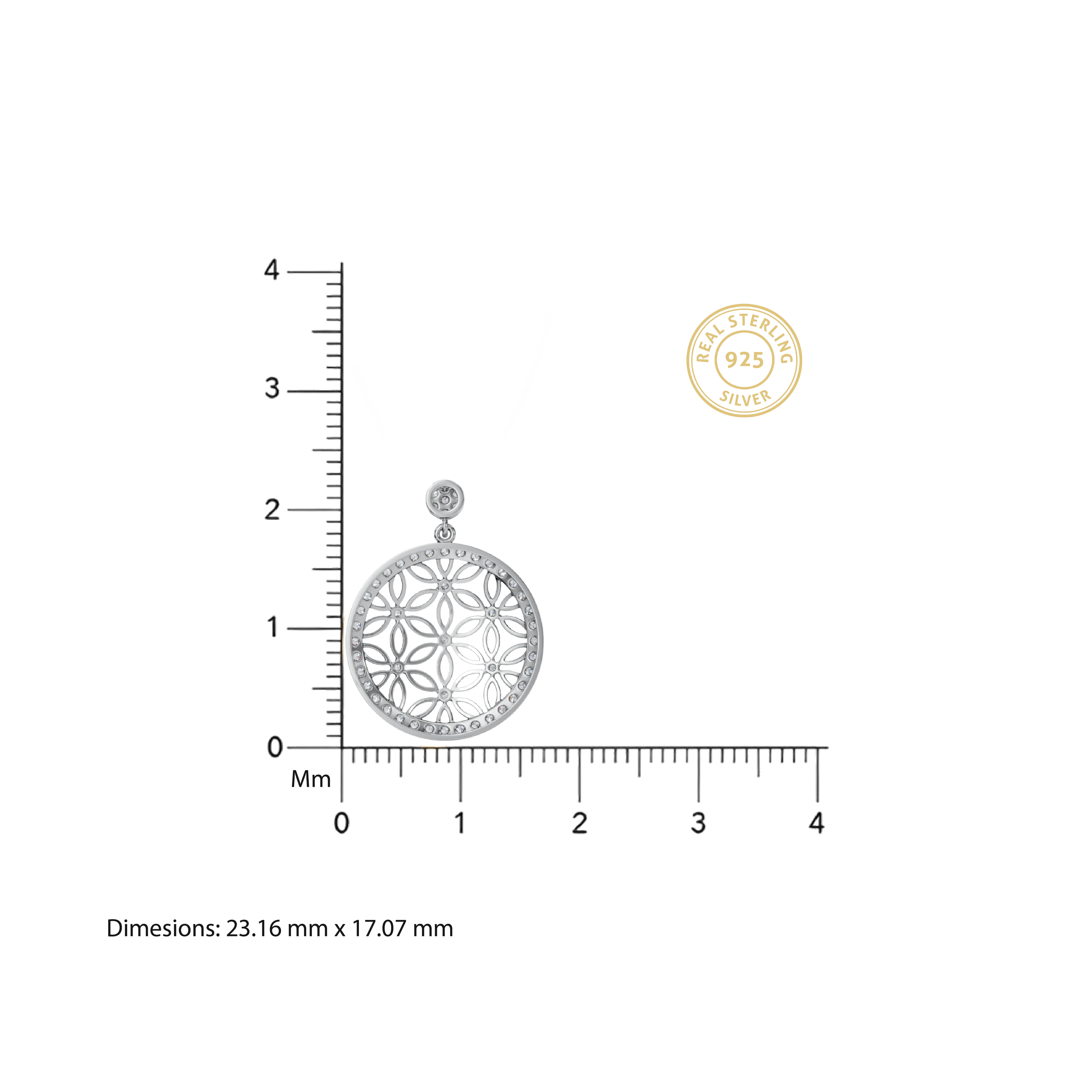 Floral Circle 925 Silver Pendant & Earring Set – 92Five - 92Five