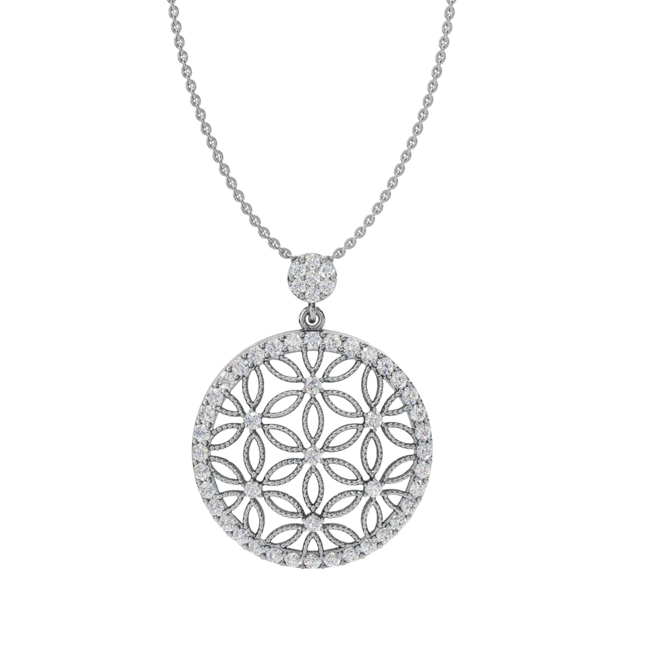 Floral Circle 925 Silver Pendant & Earring Set – 92Five - 92Five