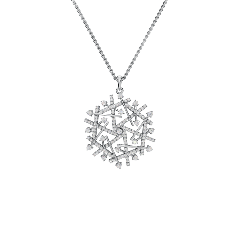Snowflake Modern Geometric Diamond Pendant