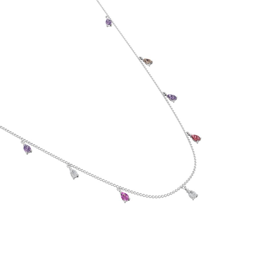 Pear shaped multi-coloured diamond necklace