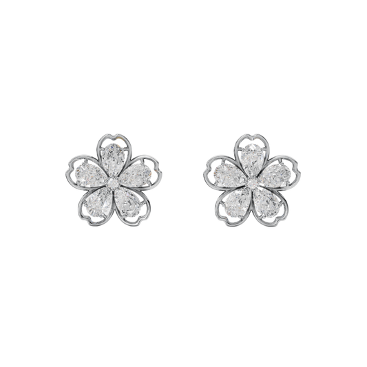 Floral Diamond - Cut Pendant & Earrings Set – 925 Silver - 92Five