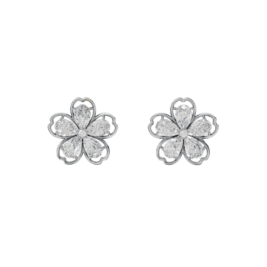 Floral Diamond-Cut Pendant & Earrings Set – 925 Silver