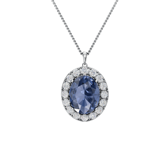 Royal Blue Oval Pendant & Earring Set in 925 Silver – 92Five - 92Five