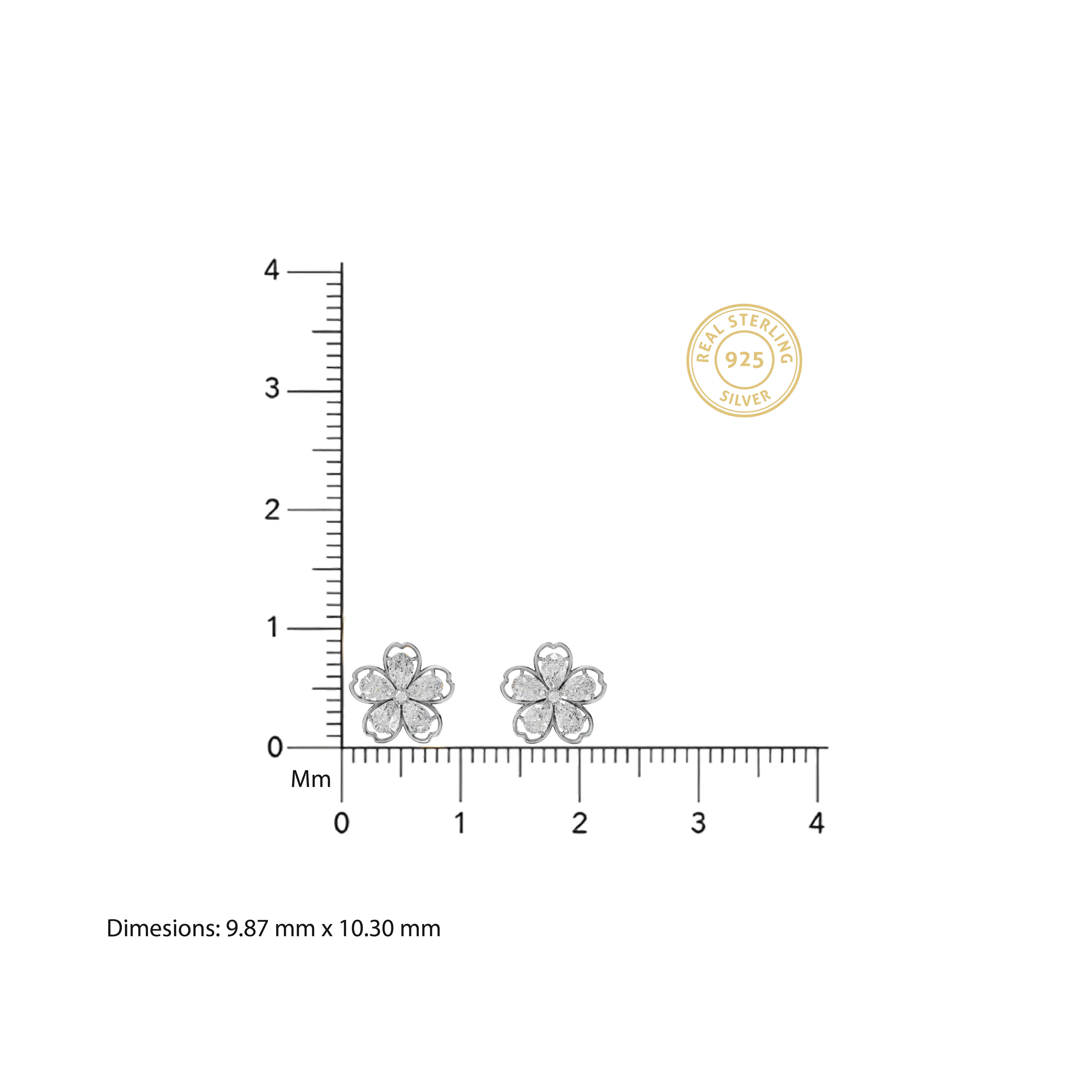 Floral Diamond - Cut Pendant & Earrings Set – 925 Silver - 92Five