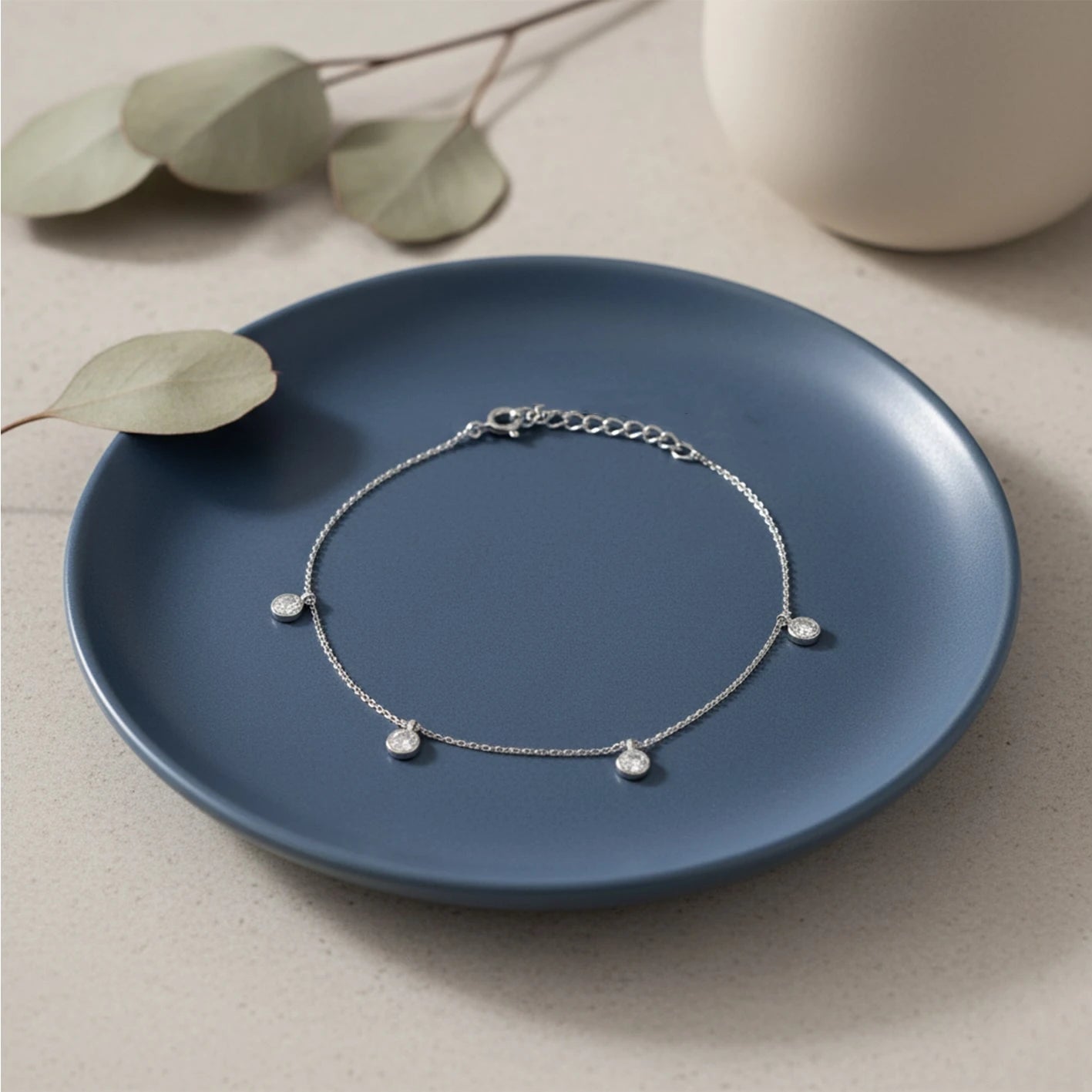 Elegant Hanging Diamond Anklet Secondary image