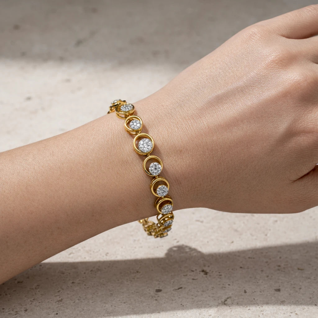18KT Gold Circle Link Bracelet