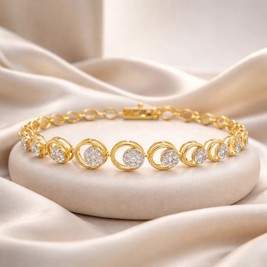 18K Gold Circle Link Bracelet
