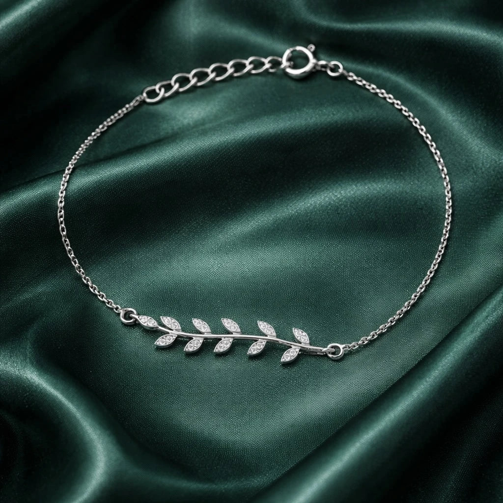 Handcrafted Flower Leaf Diamond Bracelet