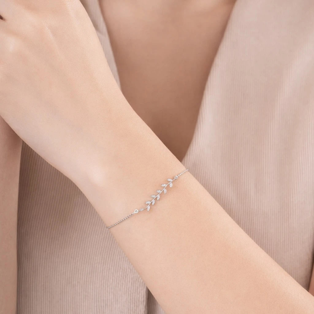 Handcrafted Flower Leaf Diamond Bracelet Secondary image