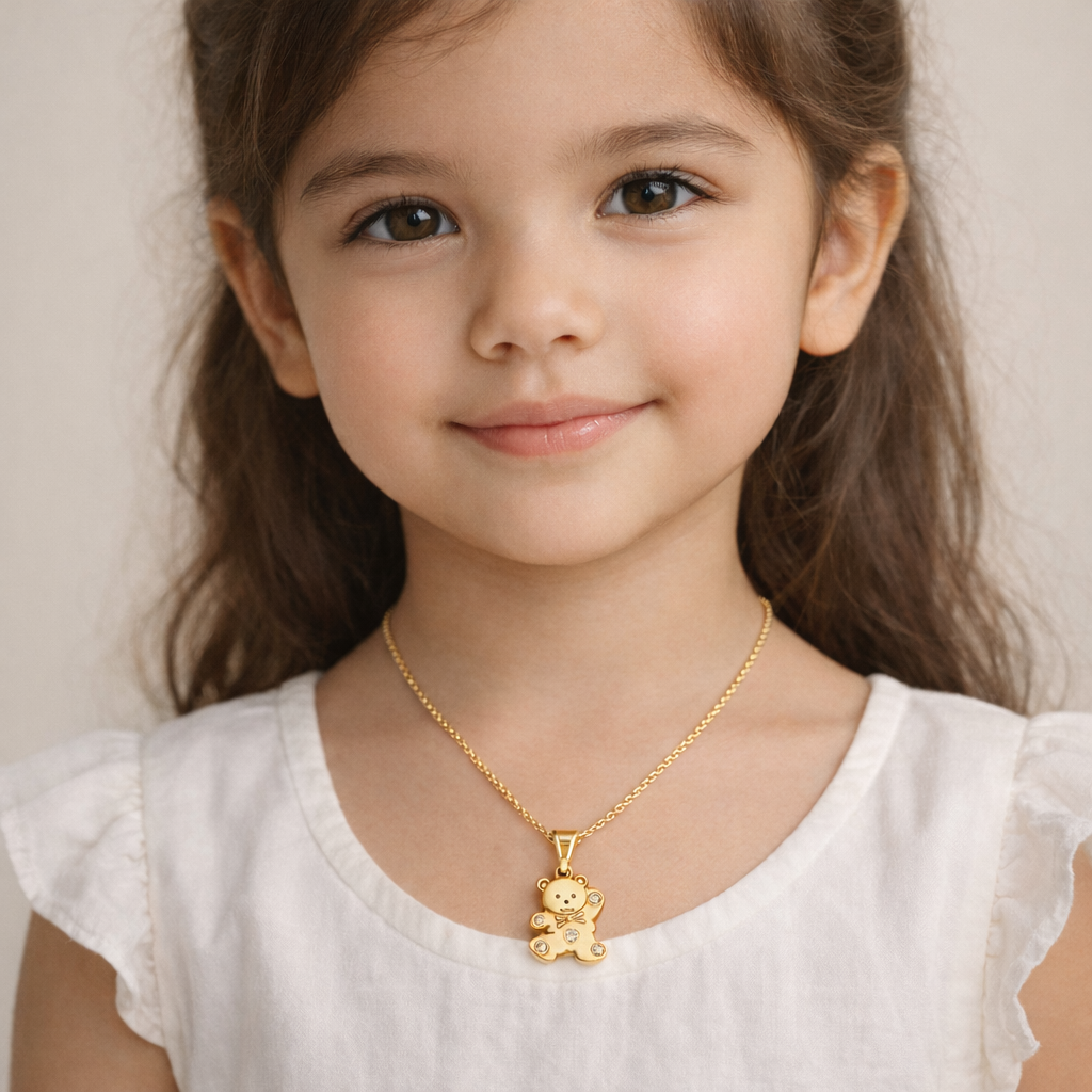 18KT Gold Plated Teddy Bear Pendant Secondary image