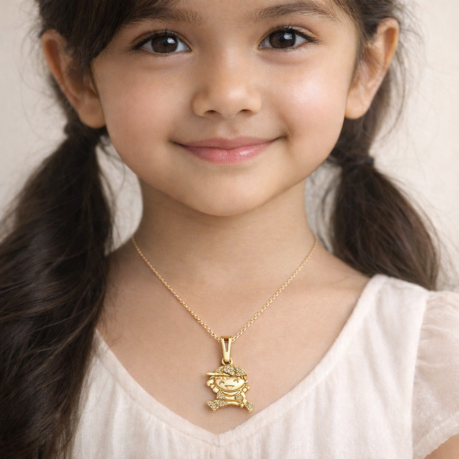 18K Gold Vermeil Playful Boy Pendant