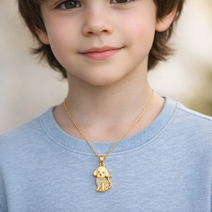 18K Gold Vermeil Puppy Charm Pendant