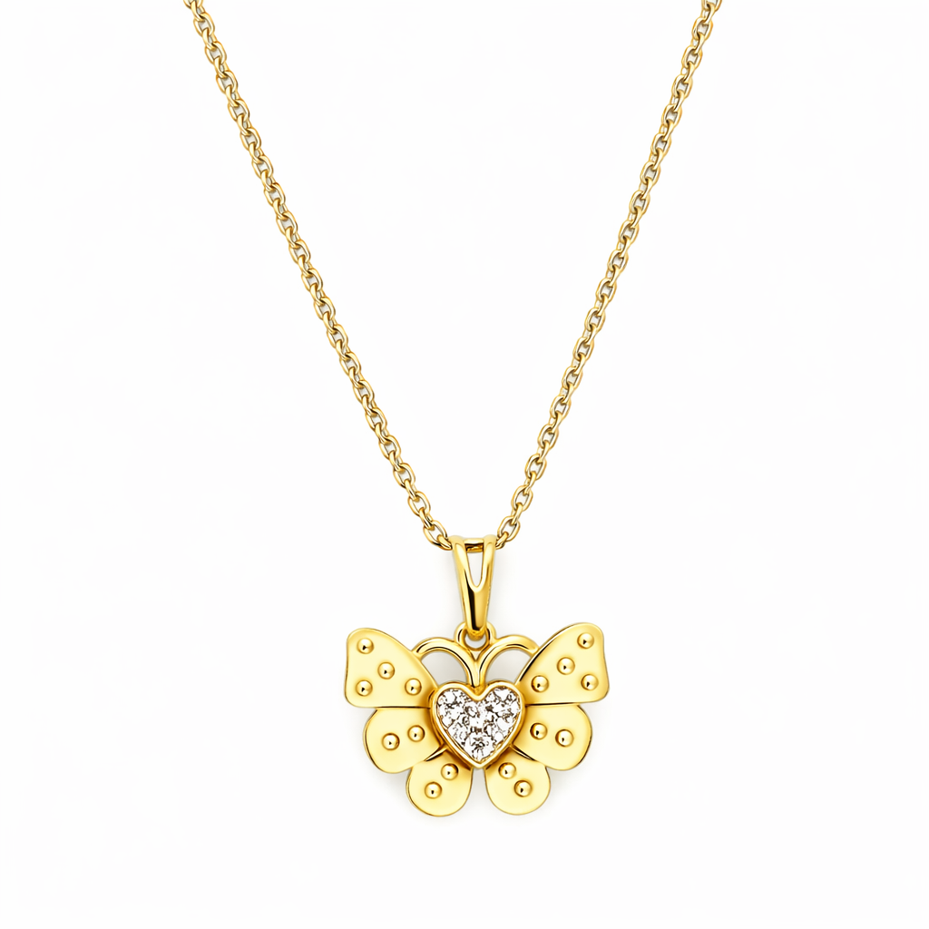 18KT Gold Plated Butterfly Heart Pendant
