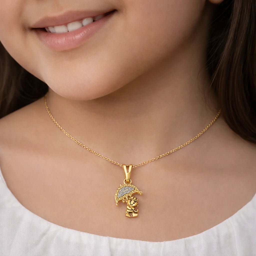 18KT Gold Plated Umbrella Kid Pendant Secondary image