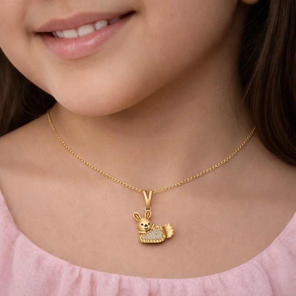18KT Gold Plated Bunny Carrot Pendant Secondary image
