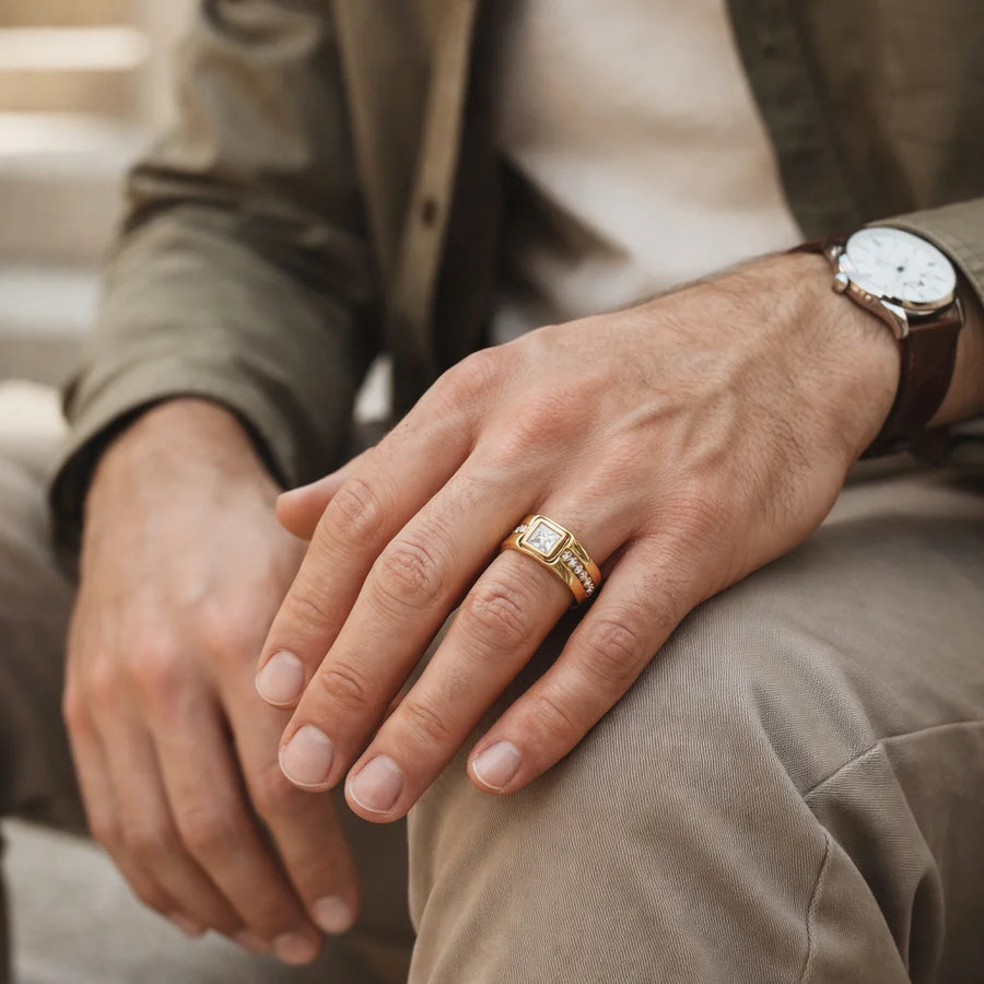 Regal Square Signet 18K Gold Vermeil Ring