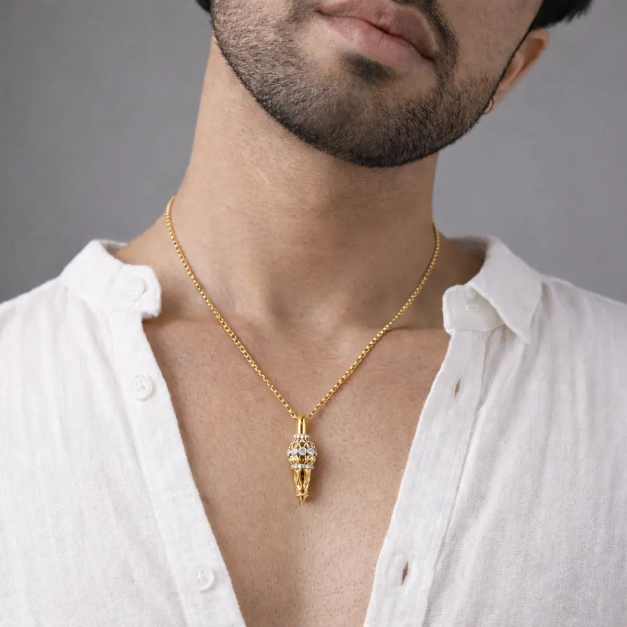 18K Gold Hanuman mace (Gada) pendant