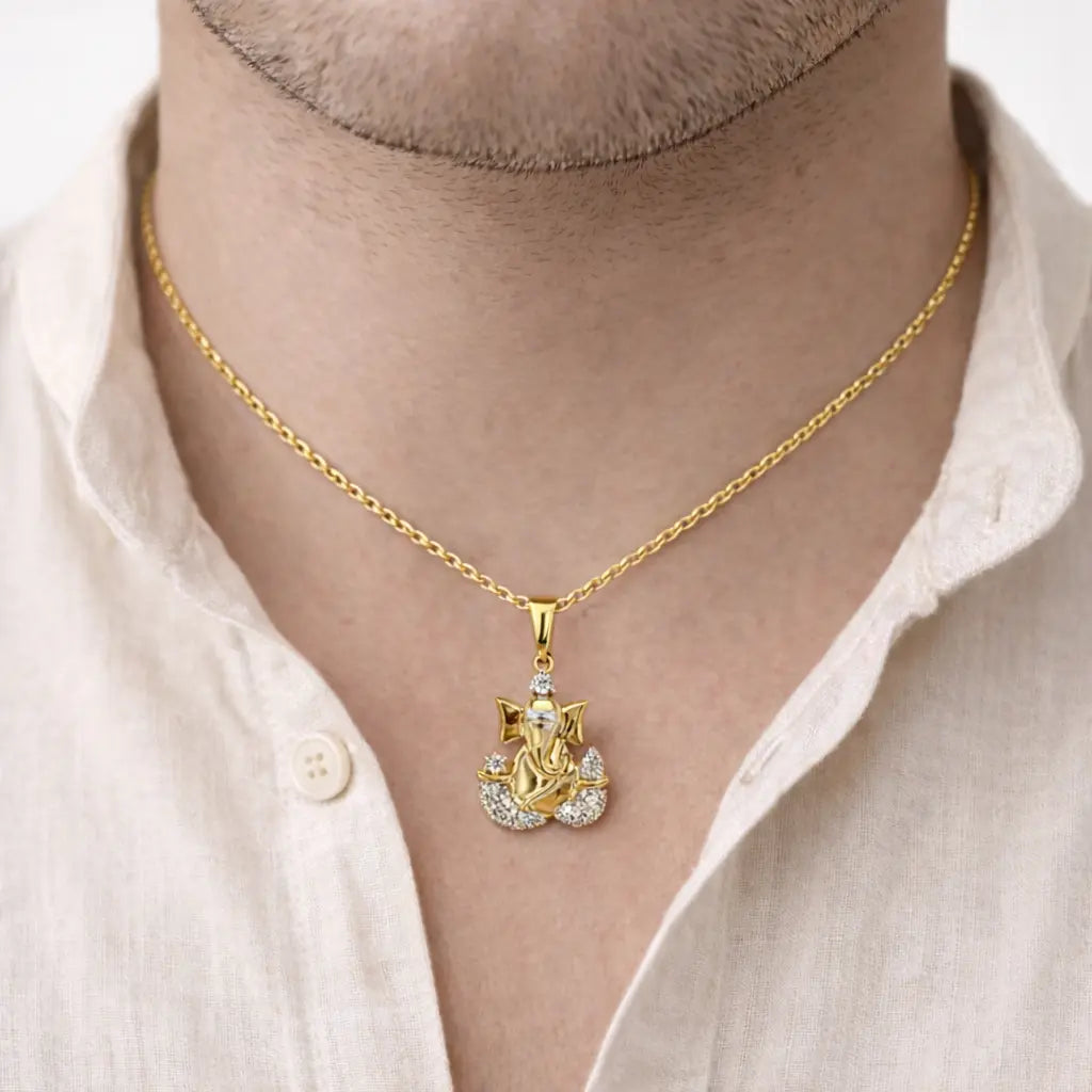 18K Gold Ganesha Blessings Pendant Main image