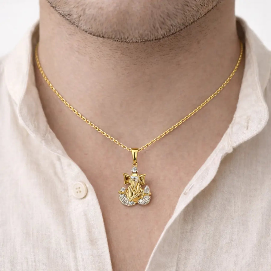 18K Gold Ganesha Blessings Pendant