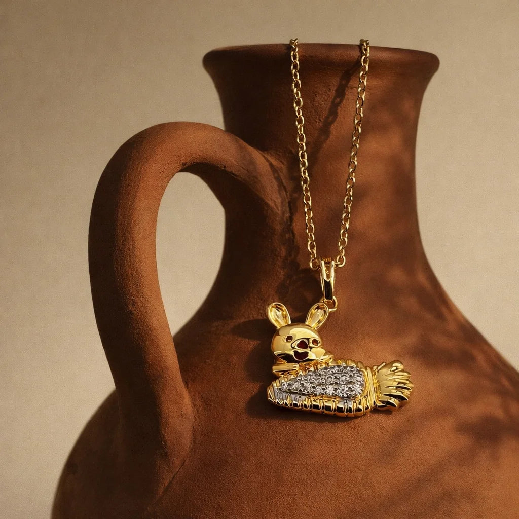 18KT Gold Plated Bunny Carrot Pendant Main image