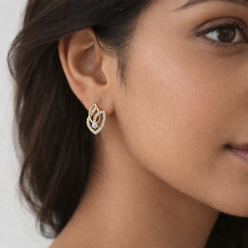 18KT Gold Twin Leaf Earrings
