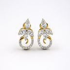 18KT Gold Floral Swirl Marquise Earrings