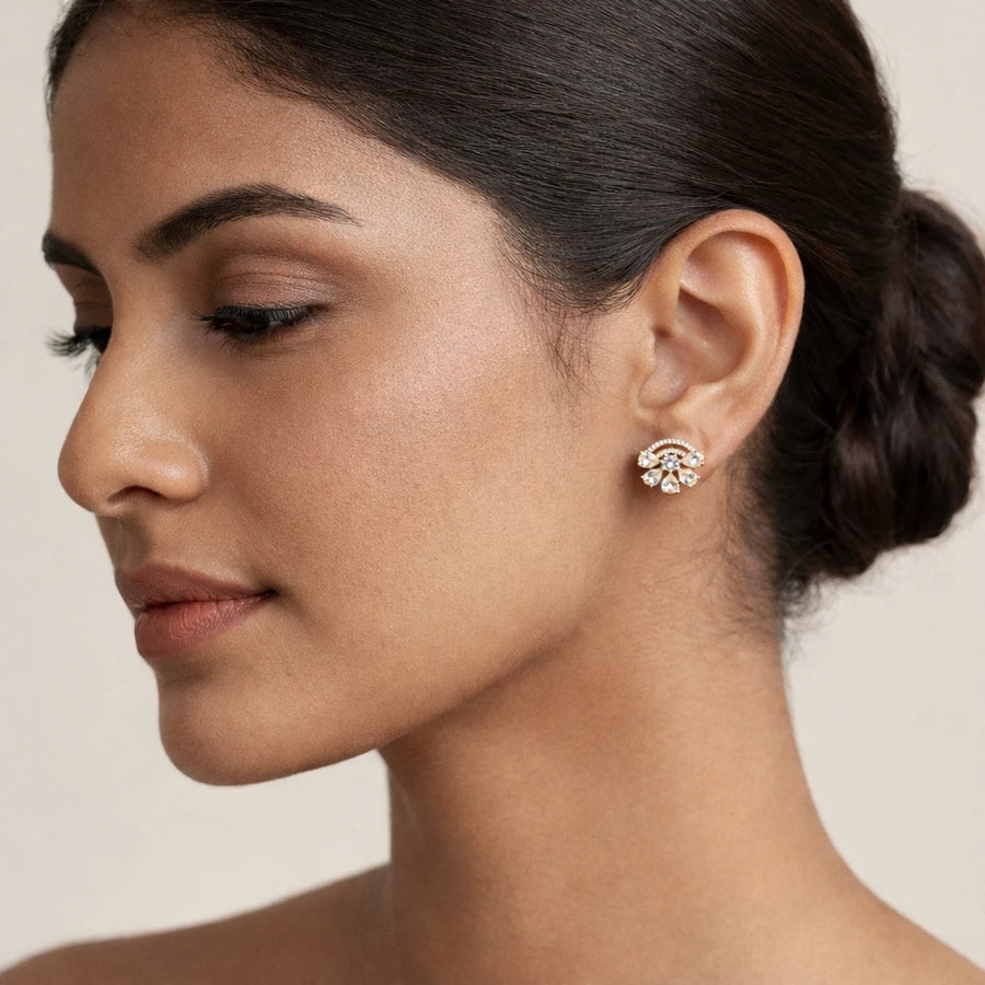 18K Gold Floral Spark Studs