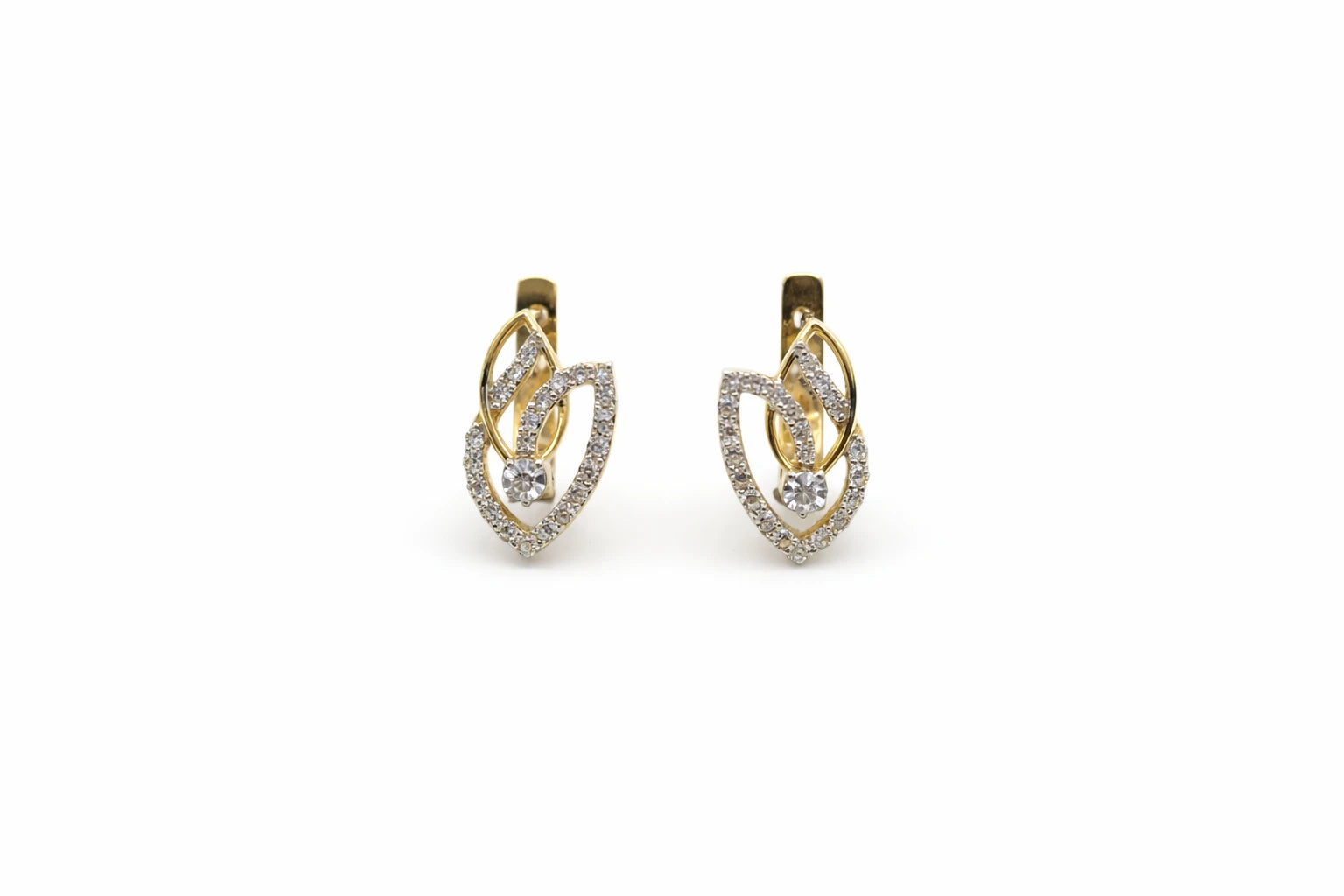 18KT Gold Twin Leaf Earrings
