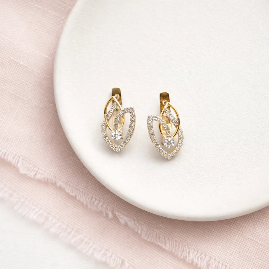 18KT Gold Twin Leaf Earrings