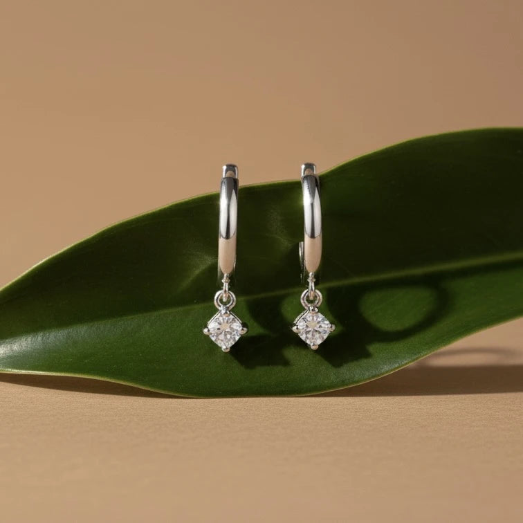 Minimalist Diamond Drop Earrings