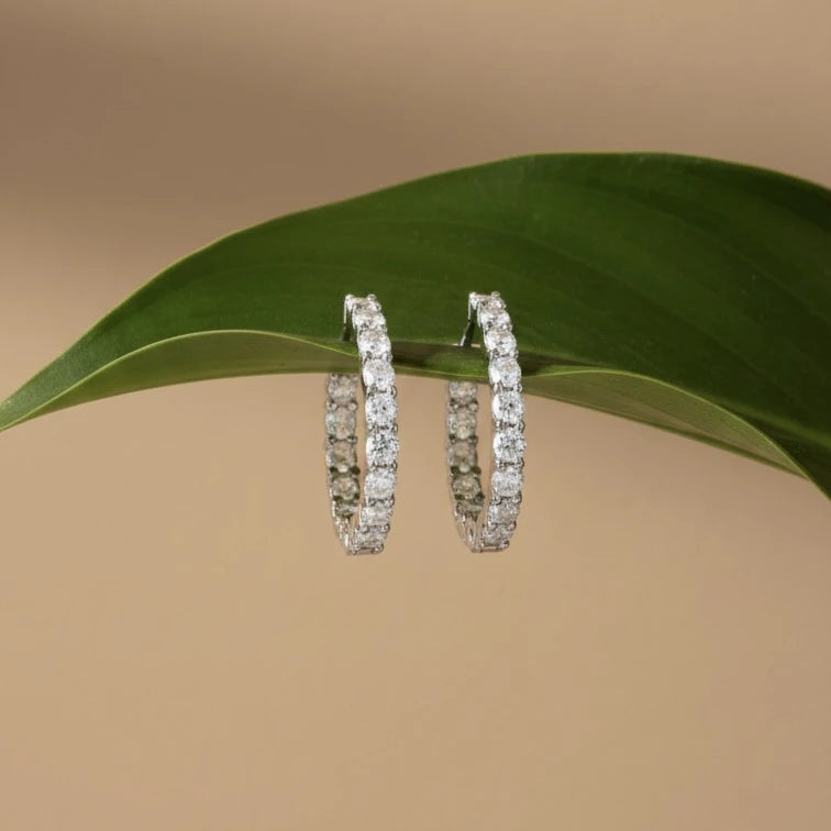 Simple Diamond Hoop Earrings