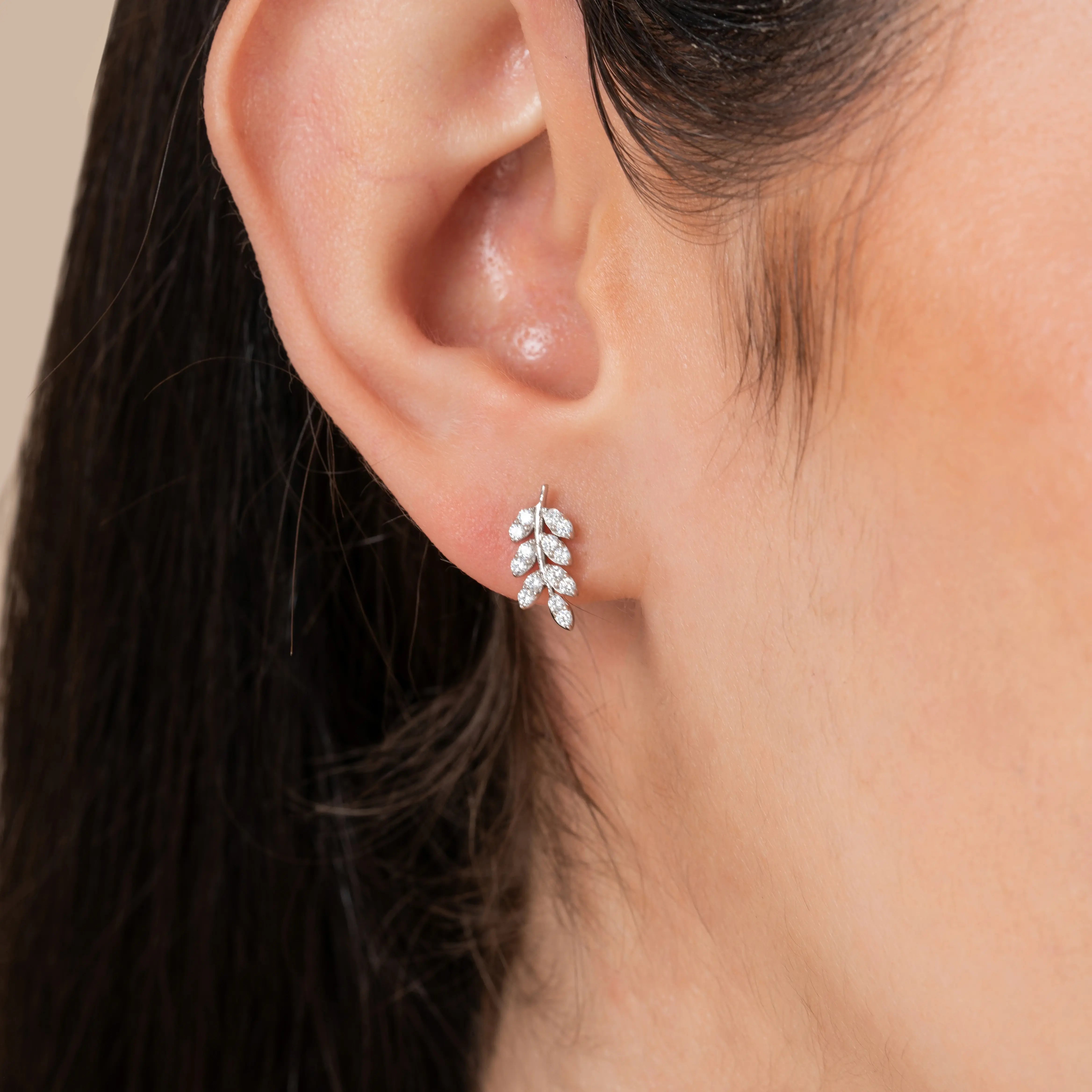 Diamond  Leaf Earrings Secondary image