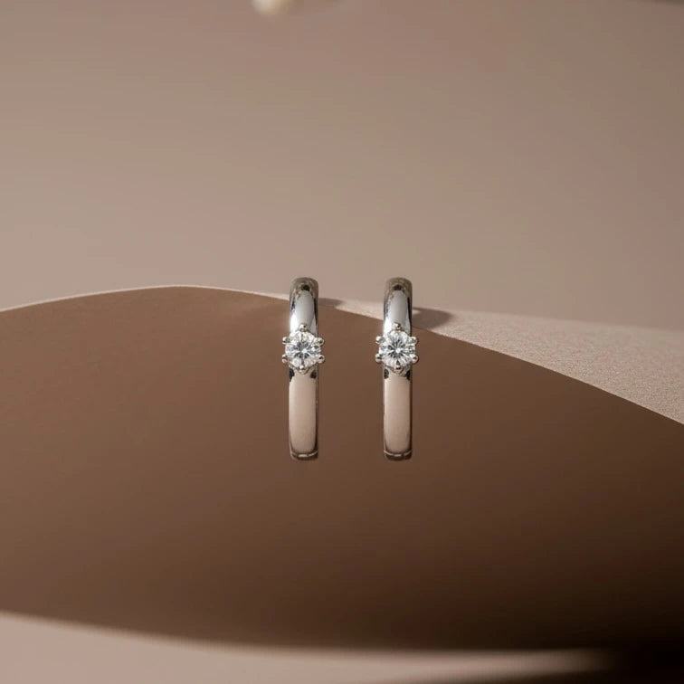 Minimalist Diamond Hoop Earrings