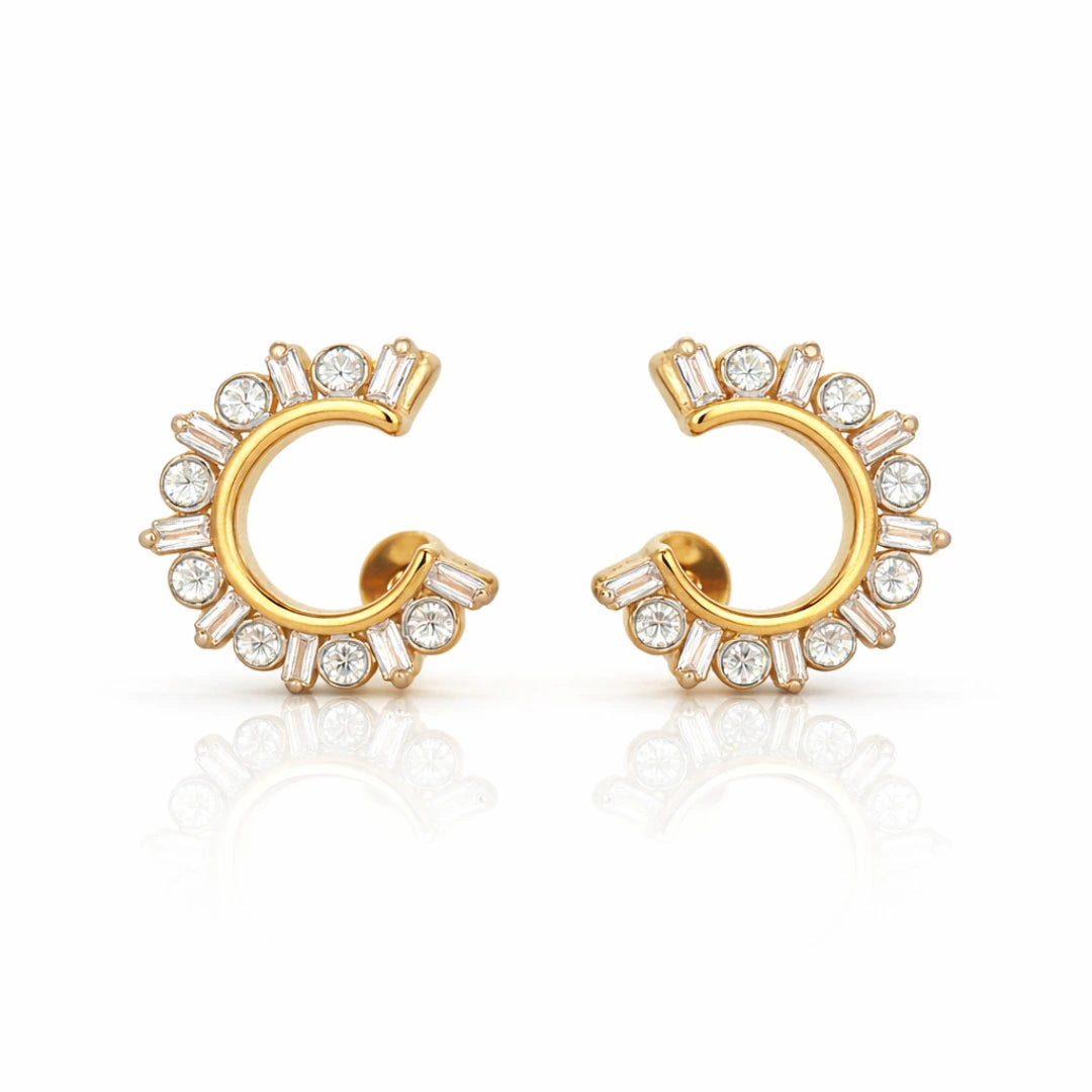 18KT Gold Crescent Spark Earrings