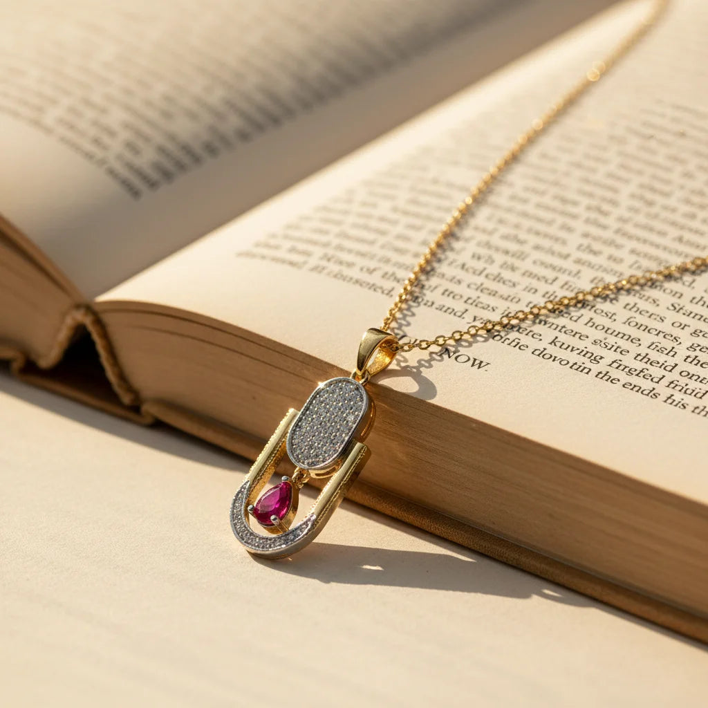 Ruby Glow 18K Gold Plated Pendant Main image