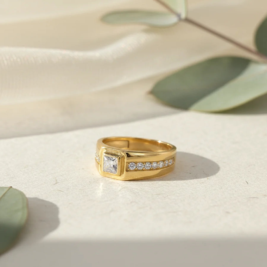 Regal Square Signet 18K Gold Vermeil Ring